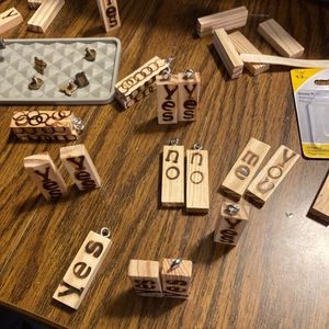 Yes or no wood block earrings